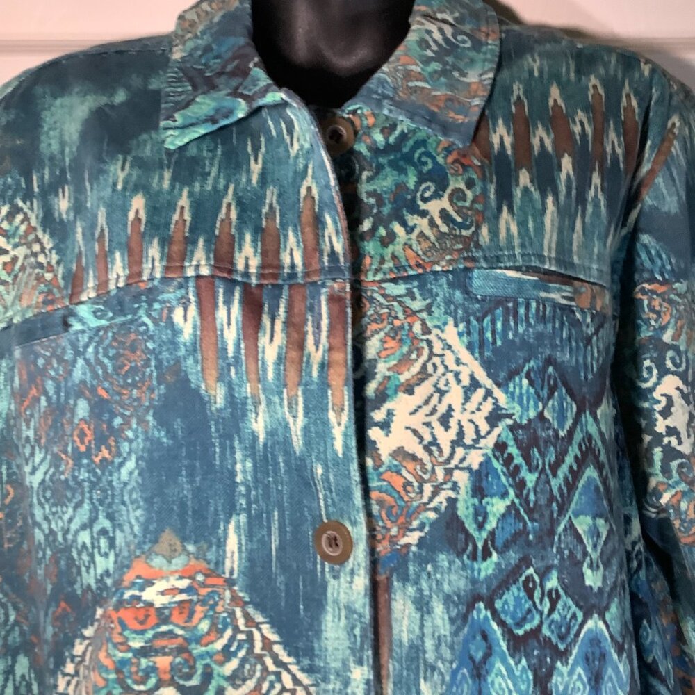 Coldwater Creek Blue Multicolored Short Jacket/Blazer - Picture 5 of 5